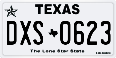 TX license plate DXS0623