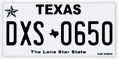 TX license plate DXS0650