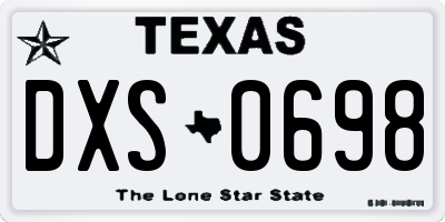 TX license plate DXS0698