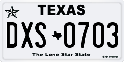 TX license plate DXS0703
