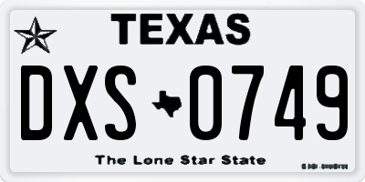 TX license plate DXS0749