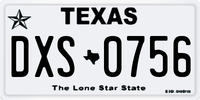 TX license plate DXS0756