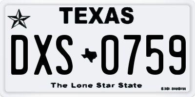 TX license plate DXS0759