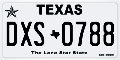 TX license plate DXS0788