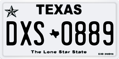 TX license plate DXS0889