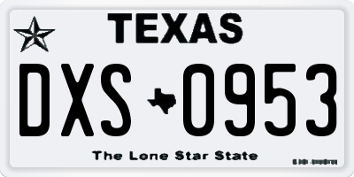 TX license plate DXS0953