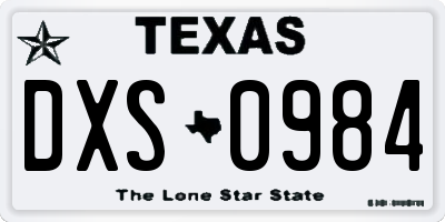 TX license plate DXS0984