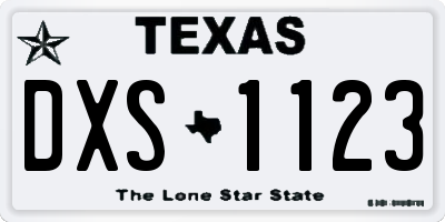 TX license plate DXS1123