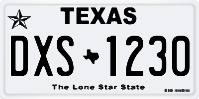 TX license plate DXS1230