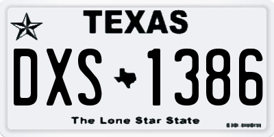 TX license plate DXS1386