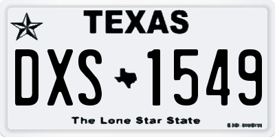 TX license plate DXS1549