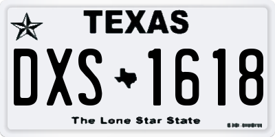TX license plate DXS1618