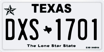 TX license plate DXS1701