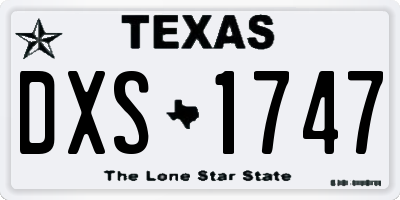 TX license plate DXS1747
