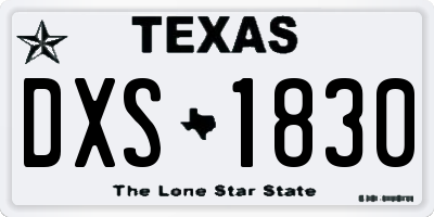 TX license plate DXS1830