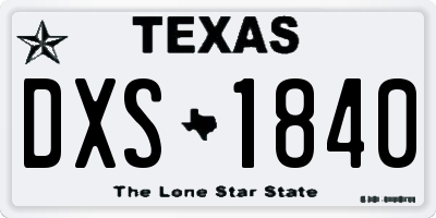 TX license plate DXS1840