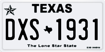 TX license plate DXS1931