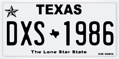 TX license plate DXS1986