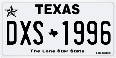 TX license plate DXS1996
