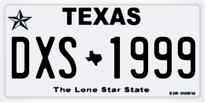 TX license plate DXS1999