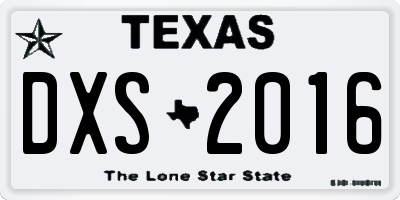 TX license plate DXS2016