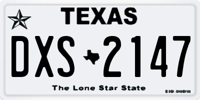 TX license plate DXS2147