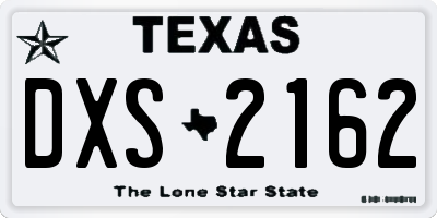 TX license plate DXS2162
