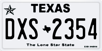 TX license plate DXS2354