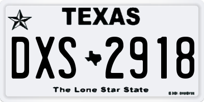 TX license plate DXS2918