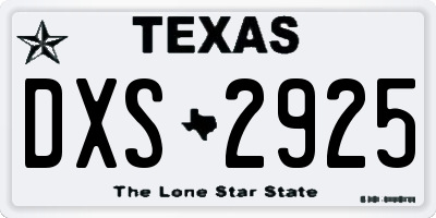 TX license plate DXS2925
