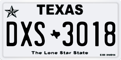 TX license plate DXS3018