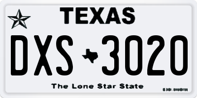 TX license plate DXS3020