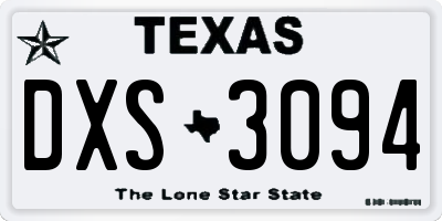 TX license plate DXS3094
