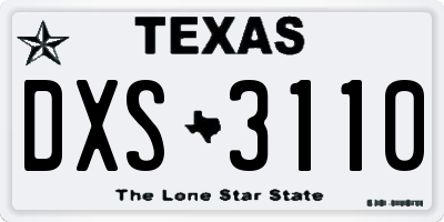 TX license plate DXS3110