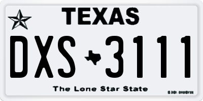 TX license plate DXS3111