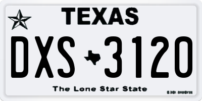 TX license plate DXS3120