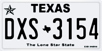 TX license plate DXS3154