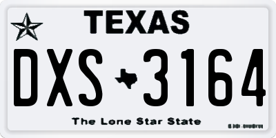 TX license plate DXS3164