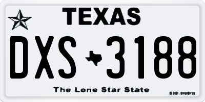 TX license plate DXS3188