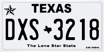 TX license plate DXS3218