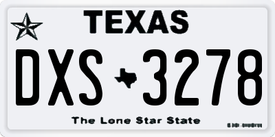 TX license plate DXS3278