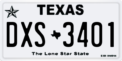 TX license plate DXS3401
