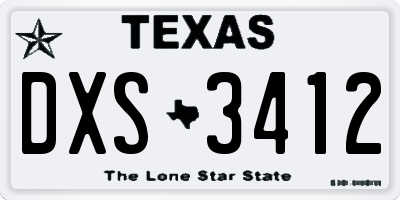 TX license plate DXS3412