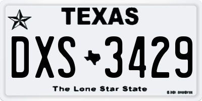 TX license plate DXS3429