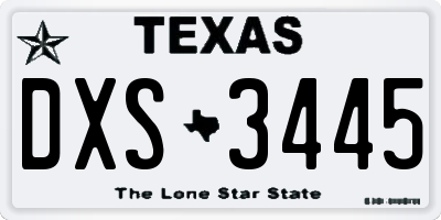 TX license plate DXS3445