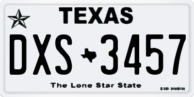 TX license plate DXS3457