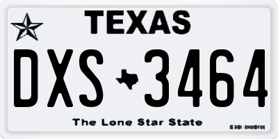 TX license plate DXS3464