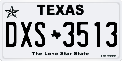 TX license plate DXS3513