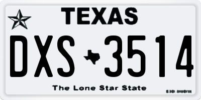 TX license plate DXS3514