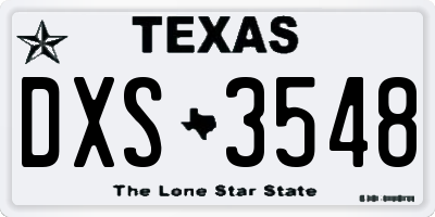 TX license plate DXS3548
